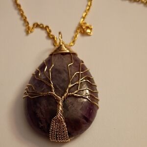 Amethyst Tree of Life Pendant Necklace
